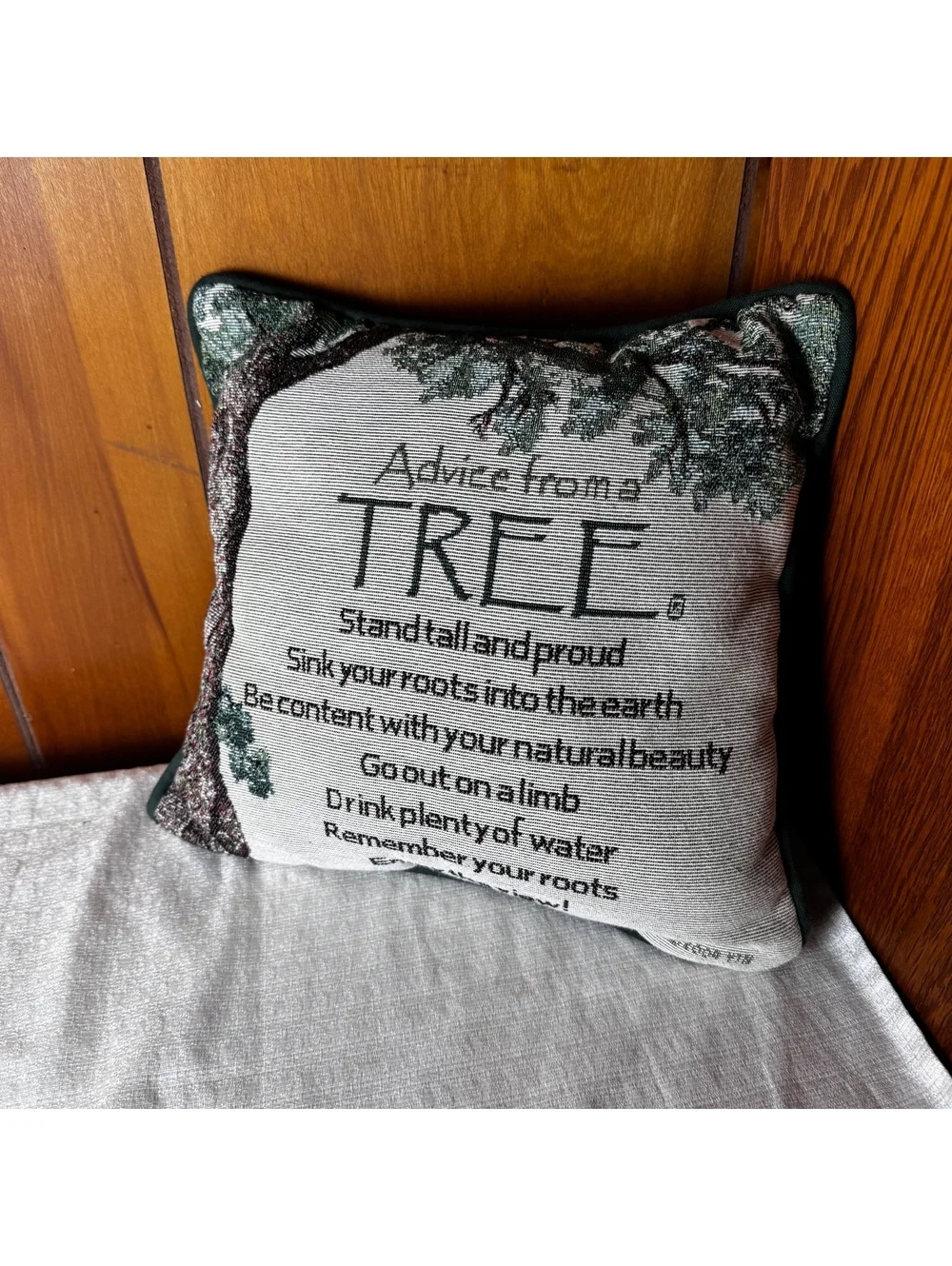 Vintage Adirondack Tree Tapestry Pillow 10x10 Decorative Cabin Accent Pillow